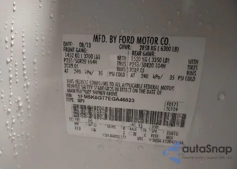 2014 Ford Explorer Sport from USA, damaged, VIN 1FM5K8GT7EGA46823